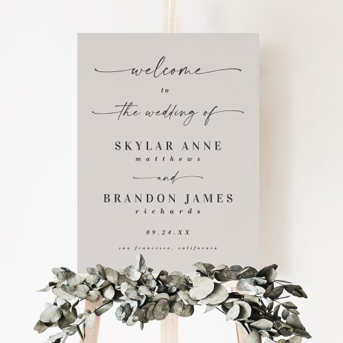 Elegant Off_White Gardenia Wedding Welcome Sign