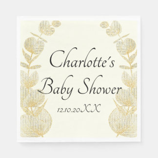 Elegant Off White Gender Neutral Baby Shower  Napkins