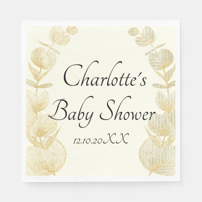 Elegant Off White Gender Neutral Baby Shower  Napkins (Front)