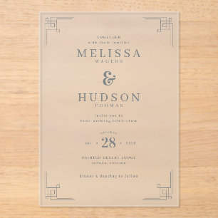Elegant Off-White Geometric Acrylic Invitations