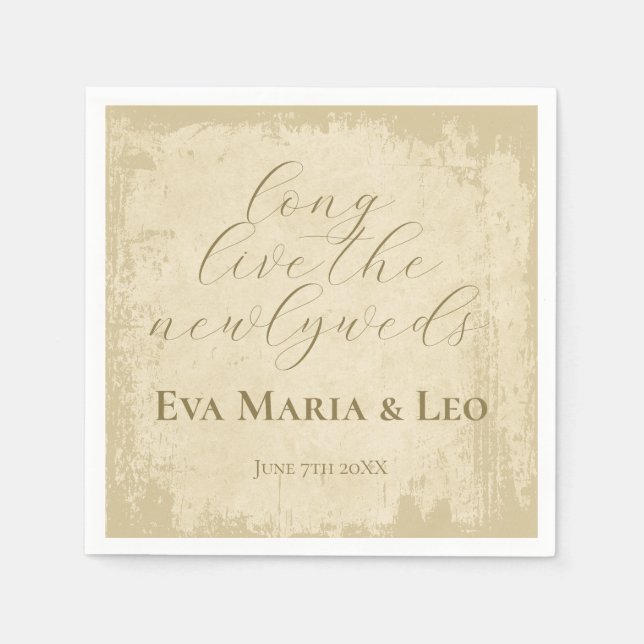 Elegant Off-White Grunge Edge Napkins (Front)