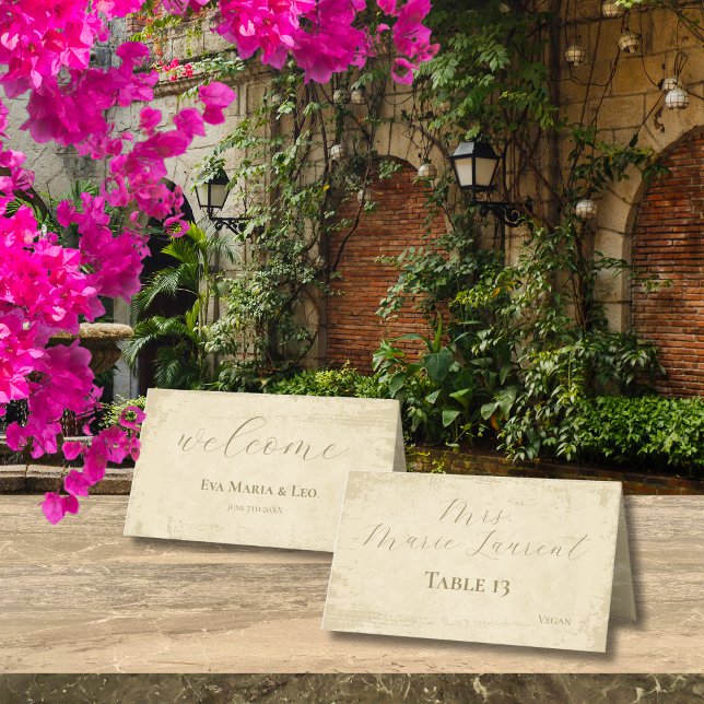 Elegant Off-White Grunge Edge Personalized  Place Card (Creator Uploaded)