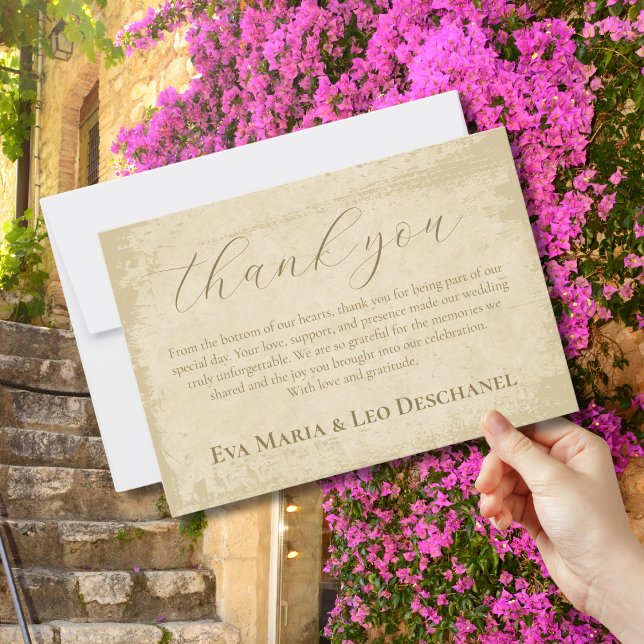 Elegant Off-White Grunge Edge Thank You Card (Creator Uploaded)