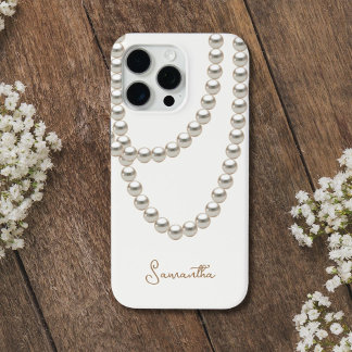 Elegant off white Pearl necklace iPhone 15 Pro Max Case