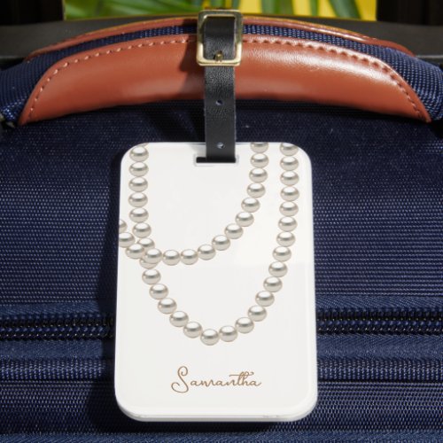 Elegant off white Pearl necklace Luggage Tag