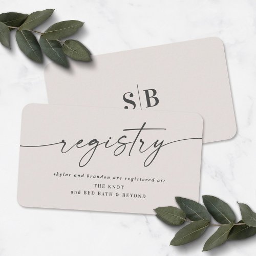Elegant Off_White Wedding Shower Gift Registry Enclosure Card