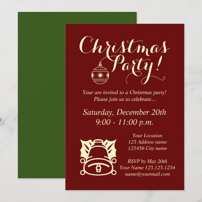 Elegant office Christmas party invitation template (Front/Back)