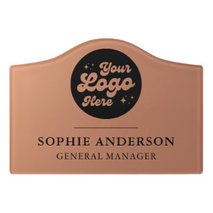 Elegant Office Door Copper Custom Logo Name Title Sign