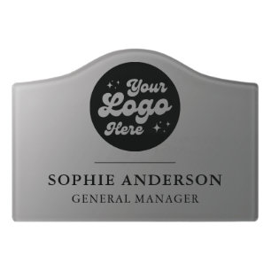 Elegant Office Door Silver Custom Logo Name Title Sign