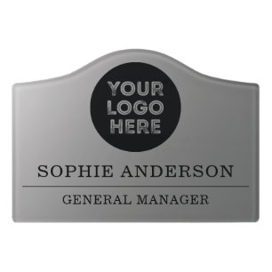 Elegant Office Door Silver Custom Logo Name Title Sign