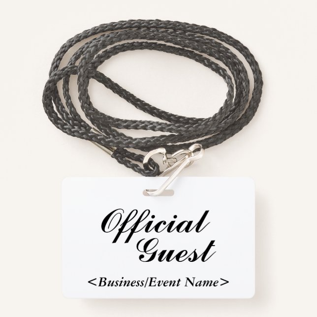 Elegant "Official Guest" Badge (Front with Lanyard)