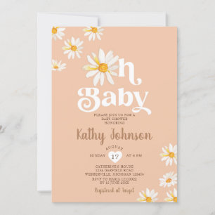 Elegant Oh Baby Daisy Flowers Boho Baby Shower Invitation