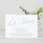 Elegant Oh Baby In Blue | Baby Shower Invitation (Standing Front)