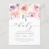 Elegant Oh Baby Lettering Floral Baby Girl Shower Invitation Postcard (Front)