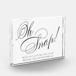Elegant Oh Snap Black Calligraphy Chic Hashtag Acrylic Award