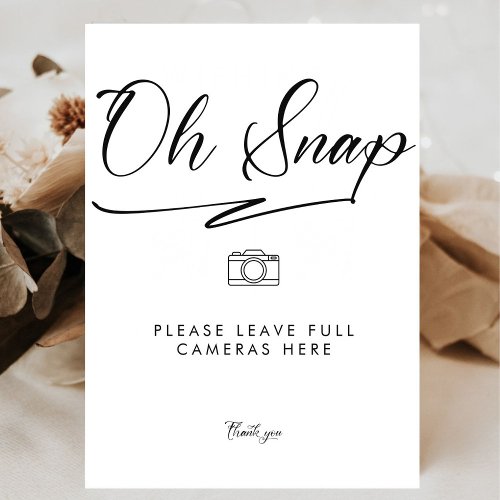 Elegant Oh Snap Disposable Camera Wedding Poster