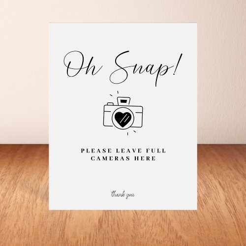 Elegant Oh Snap Disposable Camera Wedding Sign