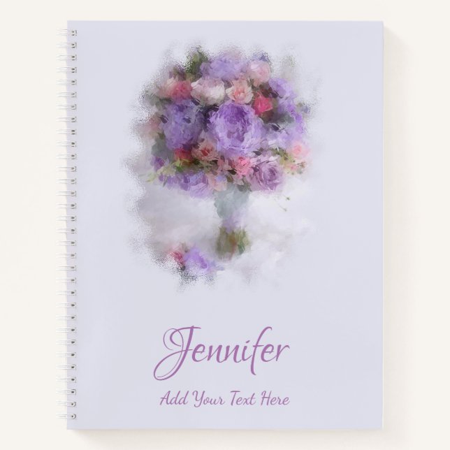 Elegant Oil Colors Flowers Roses Modern Template Notebook (Front)