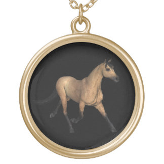 Elegant oil painting horse gold plated necklace