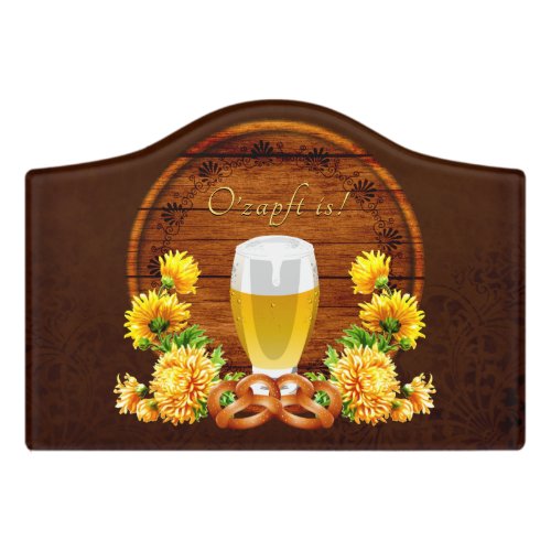 Elegant Oktoberfest Beer Keg Chrysanthemums Door Sign