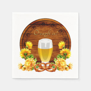 Elegant Oktoberfest Beer, Keg, Chrysanthemums Napkins