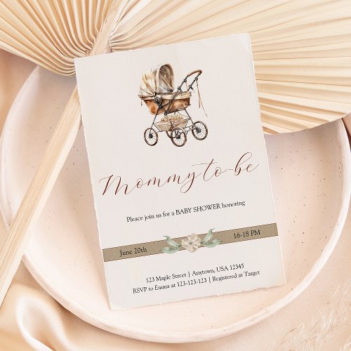 Elegant Old Baby Carriage Gender Neutral Invitation