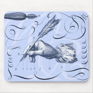 Elegant Old Calligraphy Mousepad w/ Your Initials