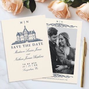 Elegant Old Chateau Manor Wedding Save The Date