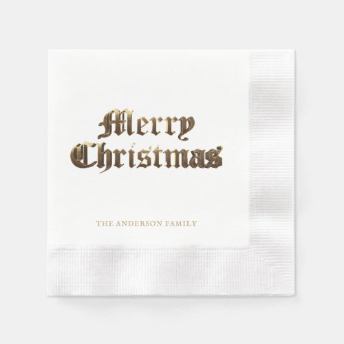 Elegant Old English Lettering Merry Christmas Napkins