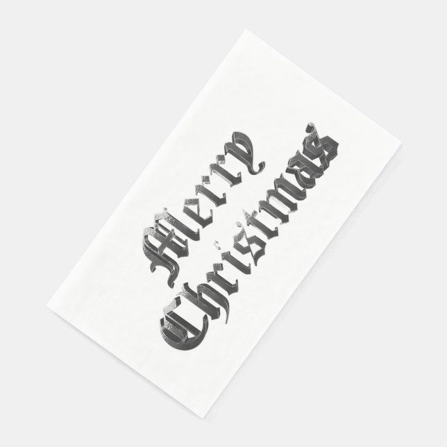 Elegant Old English Lettering Merry Christmas Paper Guest Towels (Corner)