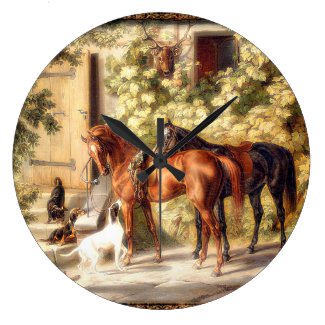 Elegant old fashioned horses equestrian clock