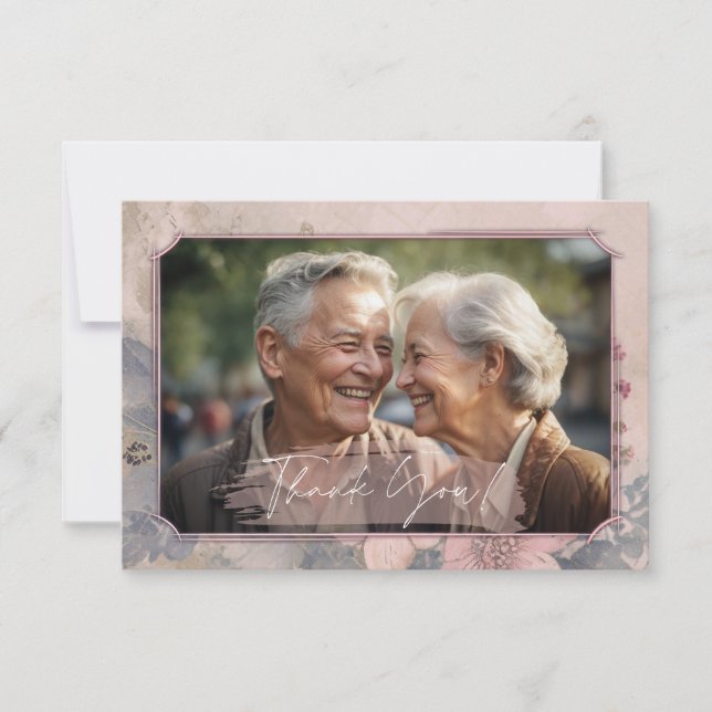 Elegant Old Fashioned Wedding Thank You Card (Front)