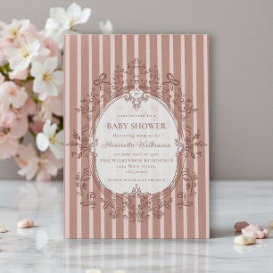 Elegant Old Money Baby Shower QR RSVP Invitation