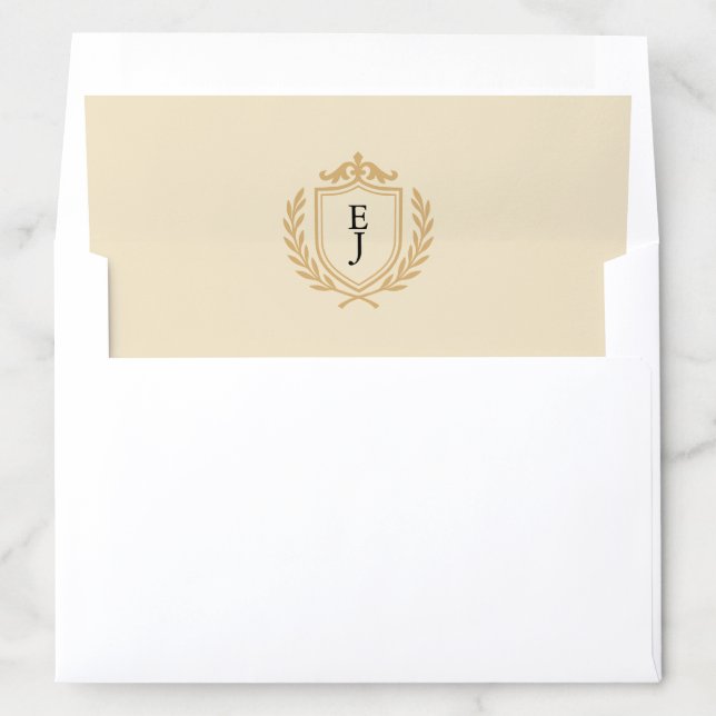 Elegant Old Money Crest - Ivory & Gold Wedding Envelope Liner (In Envelope)