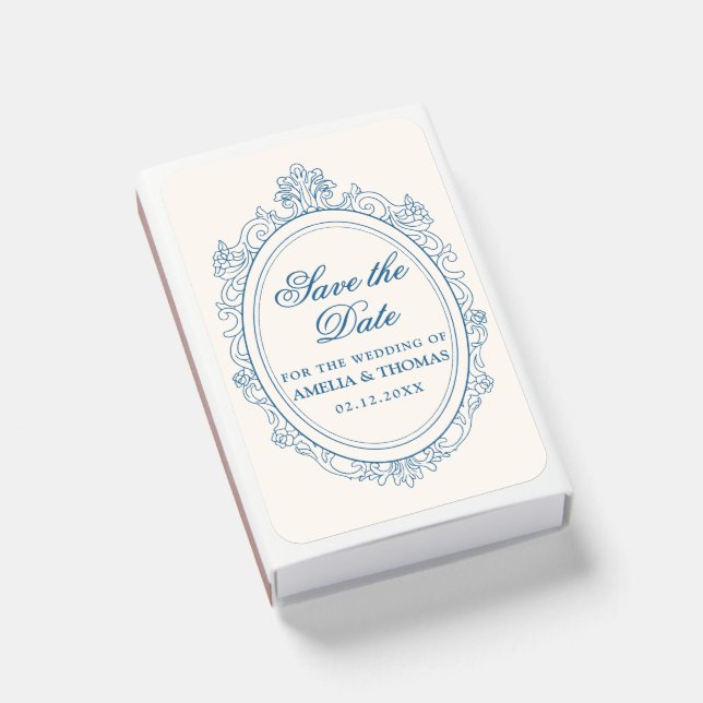 Elegant Old Money Script Save the Date Matchboxes (Front Closed)