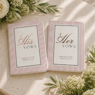 Elegant Old Money Stripe His and Her Wedding Foil Vow Books