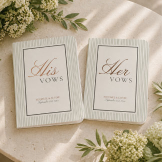 Elegant Old Money Stripe His and Her Wedding Foil Vow Books