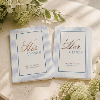 Elegant Old Money Stripe His and Her Wedding Foil Vow Books