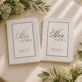 Elegant Old Money Stripe His and Her Wedding Foil Vow Books
