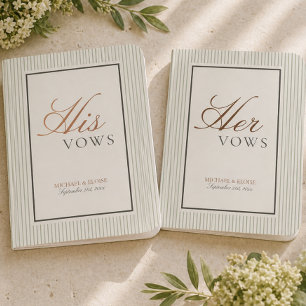 Elegant Old Money Stripe His and Her Wedding Foil Vow Books