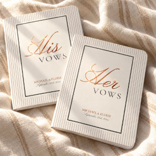 Elegant Old Money Stripe His and Her Wedding Foil Vow Books
