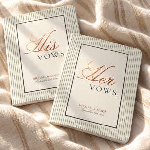 Elegant Old Money Stripe His and Her Wedding Foil Vow Books
