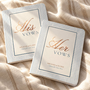 Elegant Old Money Stripe His and Her Wedding Foil Vow Books