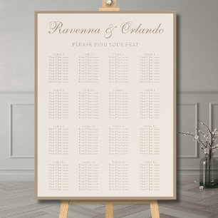 Elegant Old Money Wedding 16 Table Seating Chart Foam Board