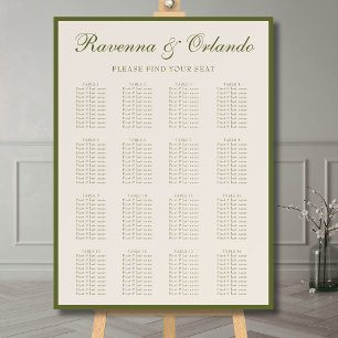 Elegant Old Money Wedding 16 Table Seating Chart Foam Board