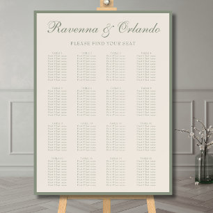 Elegant Old Money Wedding 16 Table Seating Chart Foam Board