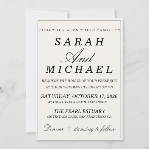 Elegant Old Money Wedding Invitation with Photo