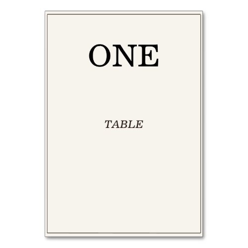 Elegant Old Money Wedding Table Numbers Card