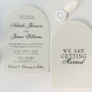 Elegant Old Money Whimsical Retro Arched Wedding Invitation