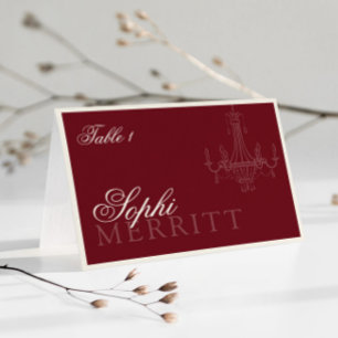 Elegant Old Money Wine Red Wedding place cards
